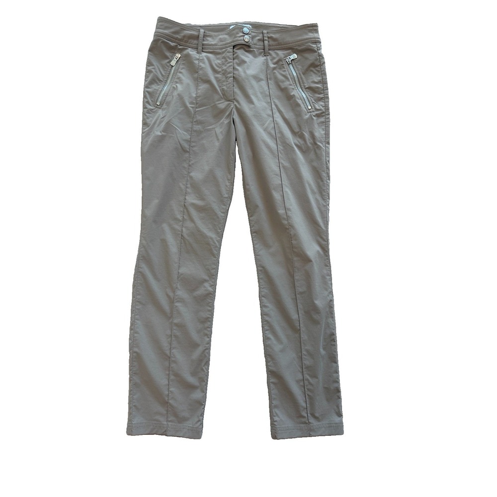 Anatomie Khaki Beige Mid Rise Lightweight Travel Pants w/zipper Pockets Medium